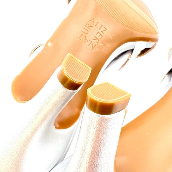 Naturalizer‎ Size 7.5 Silver Metallic Glitter Strappy Dress Sandals Heels Shoes - Picture 10 of 12